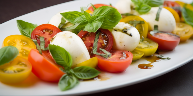 Salada Caprese com Tomates Heirloom e Manjericão 3 Salada Caprese com Tomates Heirloom e Manjericão
