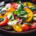 Salada Caprese com Tomates Heirloom e Manjericão